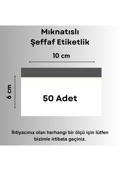 Şeffaf Etiket 50 Ad Pvc Magnet Etiketlik Mıknatıslı 10x6 Cm Raf Etiket Cebi
