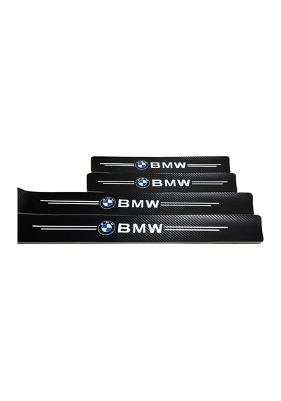 Bmw Logolu Karbon Kapı Eşiği Koruyucu Bant Folyo 4'lü Set