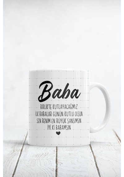 İyi Ki Babamsın Baskılı Kupa Bardak Beyaz