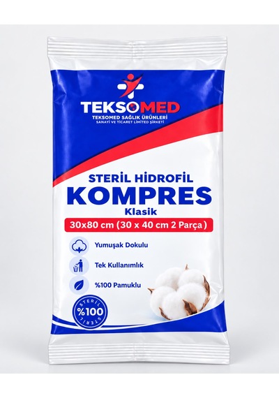 Teksomed Steril Hidrofil Kompres Klasik 30x80 Cm 2 Adet 30x40 Cm 20 Adet