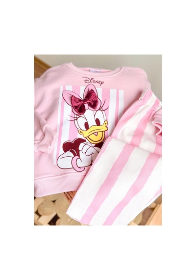 Unıcorn Barbosa Sweatshirt Ve Canvas Dokuma Pantolon Kız Çoçuk Takım Pembe