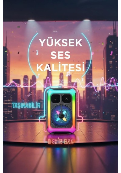 Torima KTS-2452 Usb TF FM 12 W Taşınabilir Mikrofonlu Rgb Işıklı Bluetooth Hoparlör