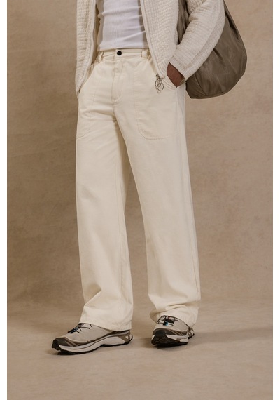 Tarz Cool Erkek Baggy Pantolon Geniş Paça Rahat Kesim Günlük Stil Bej