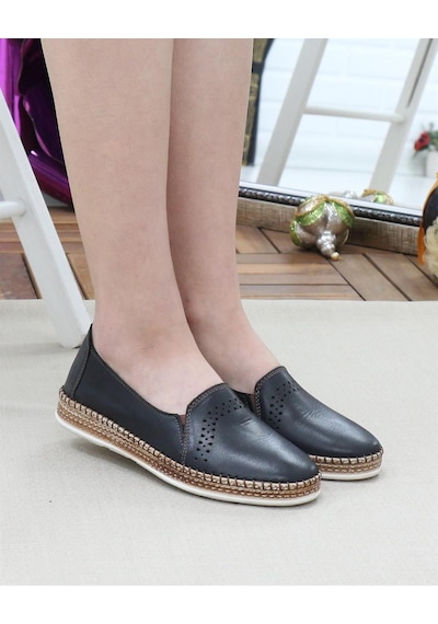 Nesil Shoes Syg P51 Siyah Hakiki Deri Kadın Ayakkabı