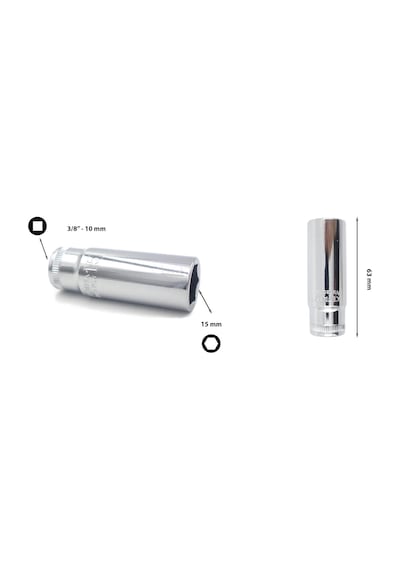 Ceta Form 15 mm 3/8” 6 Köşe Derin Lokma Anahtar C14-H15