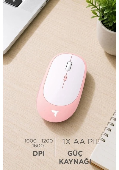 Masaüstü Gereci Çalışma Masası Cep Aksesuarı Mouse Çift Modlu Sessiz Kablosuz Fare Tm16 Pembe