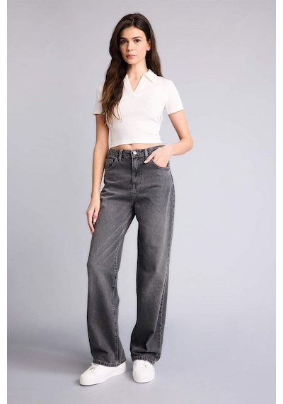 Defacto 90s Wide Leg Yüksek Bel Uzun Jean Pantolon F2943ax25wnnm36 Antrasit