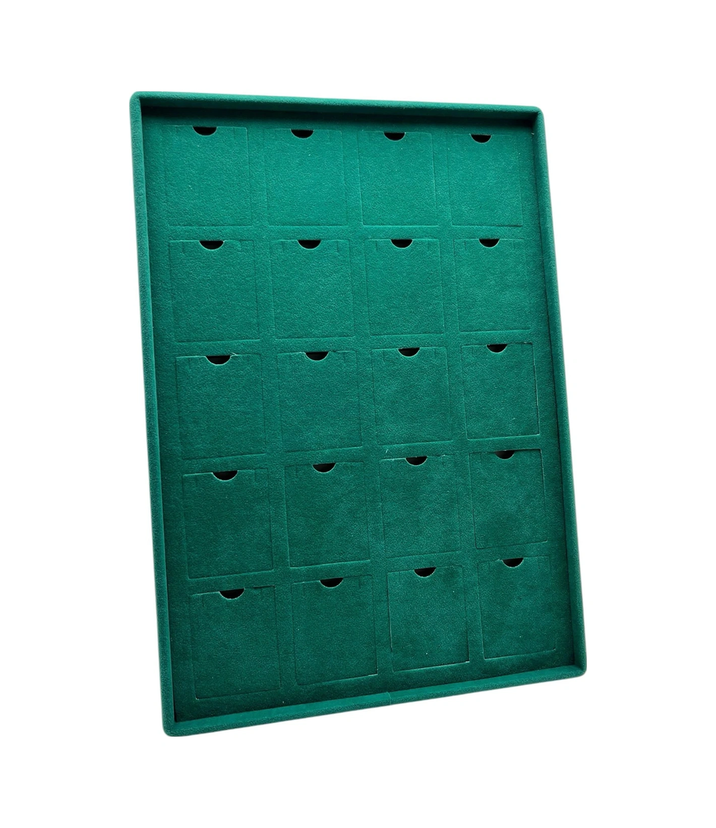 Dikine Süet Kumaş Yeşil 34-24 Cm Ayaklı 20 Pedli Kolye Tabla Stand