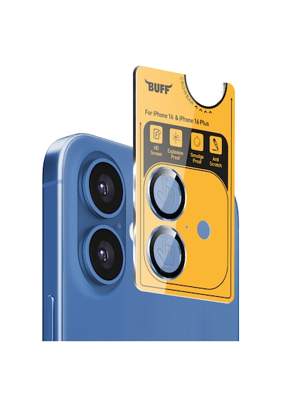 Buff Apple Uyumlu iPhone 16 Plus Metal Kamera Lens Koruyucu Blue
