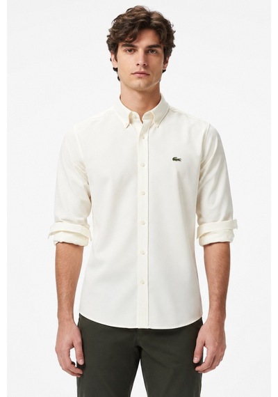 Lacoste Mens Regular Fit Cream Shirt Standart Kesim Erkek Gömlek Krem