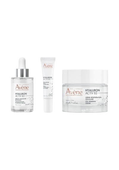 Avene Hyaluron Activ B3 Hücre Yenilemeye Yardımcı Krem 50 ML + Activ B3 Dolgunlaştırıcı Konsantre Serum 30 ML + Göz Çevresi Bakımı Kremi 15 ML