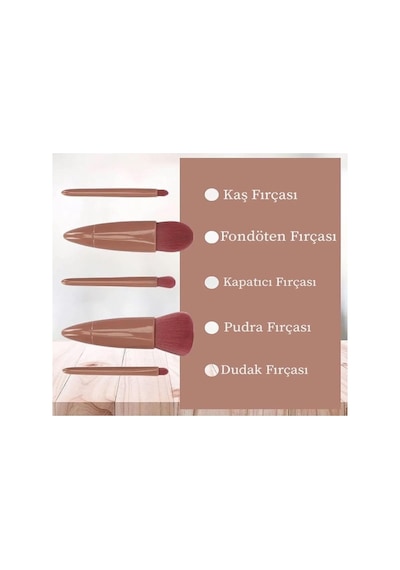 Masis -taşınabilir Aynalı 5'li Makyaj Fırça Seti Profesyonel Allık Dudak Kaş Kapatıcı/makeup Brush Belirtilmemiş