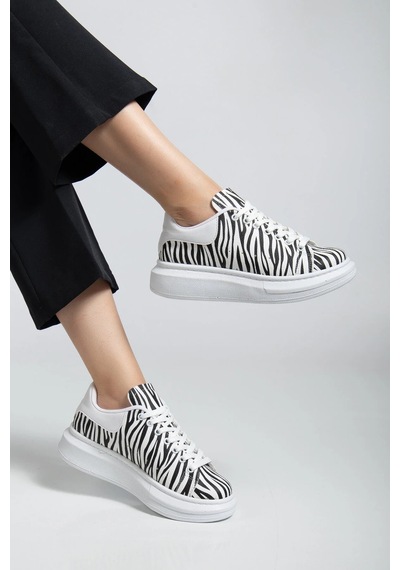 Erceka Zebra Desene Sahip Kadın Spor Ayakkabı Sneaker Bağcıklı Günlük Kullanıma Uygun Beyaz-siyah Renkli Beyaz Zebra Erceka Zebra Desene Sahip Kadın Spor Ayakkabı Sneaker Bağcıklı Günlük Kullanıma Uygun Beyaz-siyah Renkli Beyaz Zebra