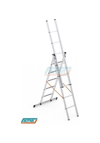 2 3 6+1 7 Mt 65x25 Üç Parçalı A Tipi Sürgülü Merdiven