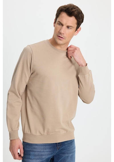Tudors Erkek 3'lü Kahverengi-taş-siyah Relax Fit Rahat Kesim %100 Pamuk 2 İplik Bisiklet Yaka Sweatshirt-42288 Çok Renkli