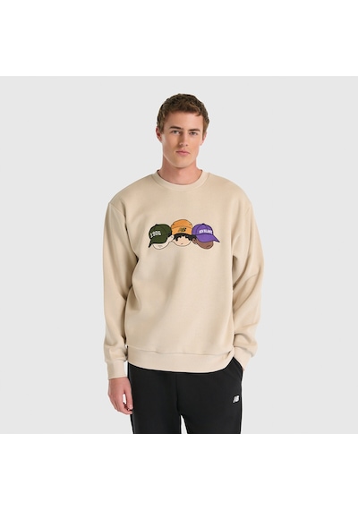 New Balance Nb Lifestyle Men Sweatshirt Erkek Bej Sweatshirt - Mnc3505 Bej