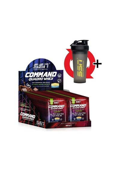 SSN Sports Style Nutrition Command Quadro Whey 22 gr X 40 Şase Kutu 880 gr (ÇİKOLATA) Protein Tozu