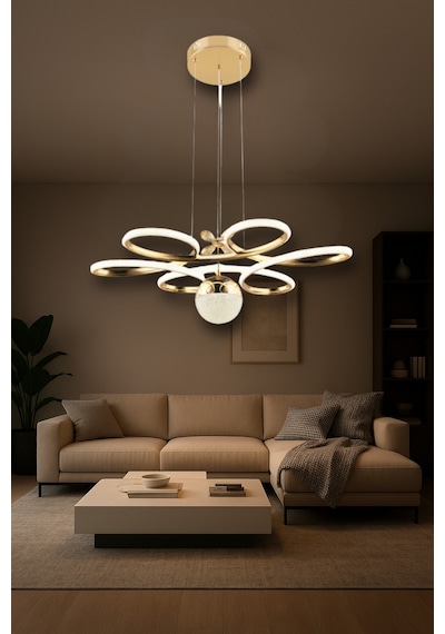 Yonca Modern Gold Avize Yatak Odası - Hol - Salon Gold