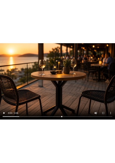 Umutpark Metal İkiz Ayaklı Ahşap Bistro Mutfak Masası. Siyah