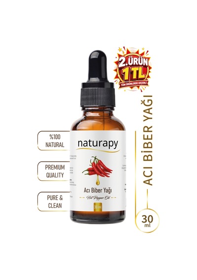 Acı Biber Yağı Hot Pepper Oil Maserasyon Ekstraksiyon Yağı 30 Ml Damlalıklı Cam Şişe