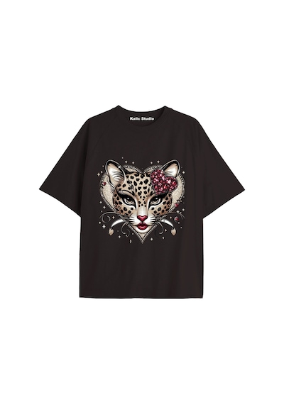 Kalic Studio Y2k Vintage Leopar Baskılı Siyah T-shirt Kod 149 Siyah-149