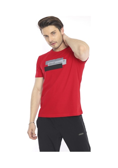 Escetic Erkek Spor Kırmızı Bisiklet Yaka Slim Fit T-Shirt-3358