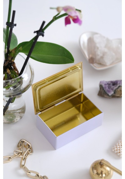 Beyaz & Gold 94 X 59 X 36 Mm - Premium Metal Hediye, Takı Ve Saklama Kutusu