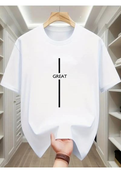 Startmore Unisex Great Baskılı Oversize Beyaz