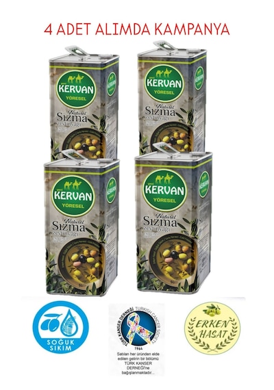 Kervan Natürel Soğuk Sıkım Sızma 4 5l Zeytinyağı
