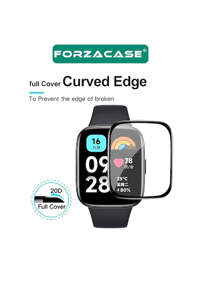 Forzacase Redmi Watch 6 Lite İle Uyumlu Çerçeveli Tam Kaplayan 3d Pet Ekran Koruyucu Film -fc016