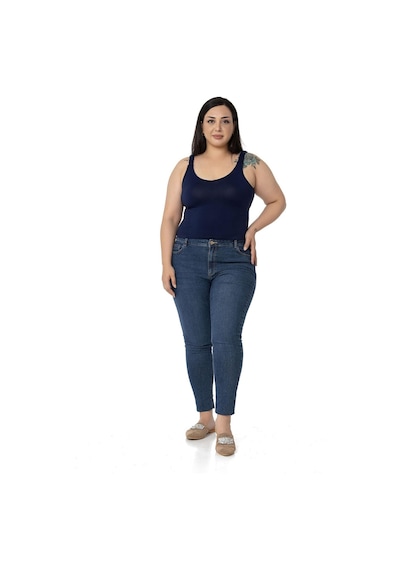 Disentis Büyük Beden Askıları Büzgülü Drapeli Crop Lacivert Body-lacivert Lacivert
