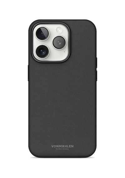 Vonmahlen Apple Uyumlu iPhone 16 Pro Max Deri Görünümlü Magsafe Kılıf Siyah