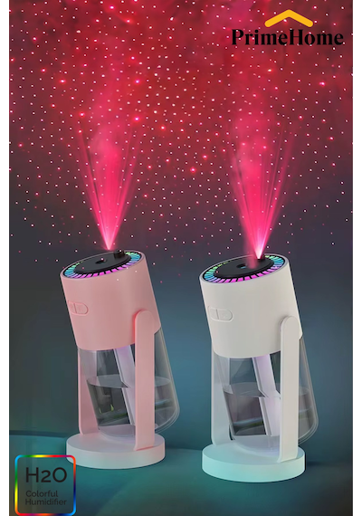 H2o Nemlendirici Buhar Makinası Hava Ultrasonik Kırmızı Ambiyanslı Beyaz 360 Derece