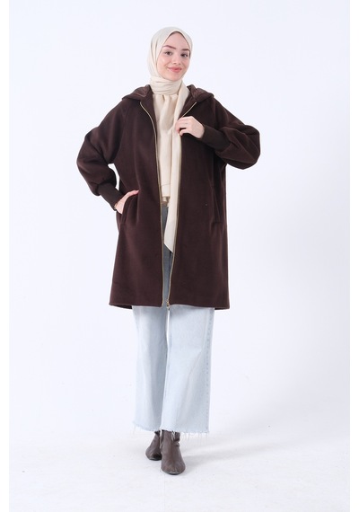 Feminist Kahve Yandan Cepli Bileği Lastikli Fermuar Kapamalı Broşlu Kapüşonlu Kaban 940140276 Feminist Kahve Yandan Cepli Bileği Lastikli Fermuar Kapamalı Broşlu Kapüşonlu Kaban 940140276