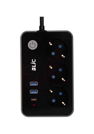 Termal Akım Korumalı 3'lü Priz 2 Metre - 2 Usb + 1 Type-c Hızlı Şarjlı Çoklu Priz 2500w Ftr-02 Blic 2 m