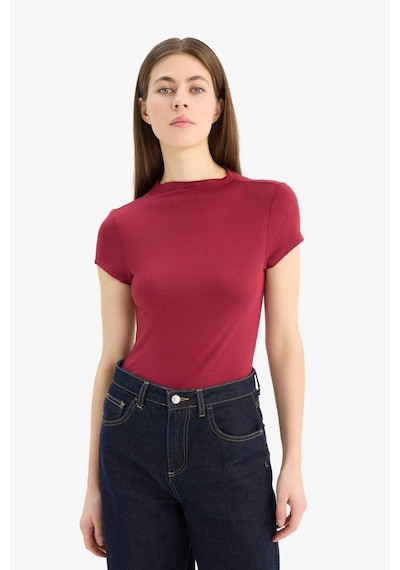 DeFacto Slim Fit Dar Kesim Yarım Balıkçı Yaka Kısa Kollu Tişört E5906AX25SPBR285