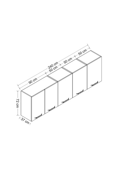 Minar 240 Cm Mutfak Dolabı Beyaz 240-b1-üst Modül