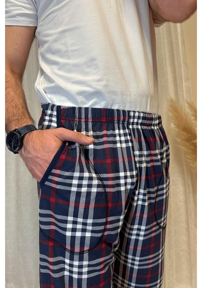 Erkek Desenli Cepli Lastikli Bel Pijama Altı Koyu Laci Koyu Lacivert