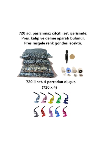 Çıtçıt makinesi, (Antik) 720 adet 15mm Paslanmaz Alfa Çıtçıt