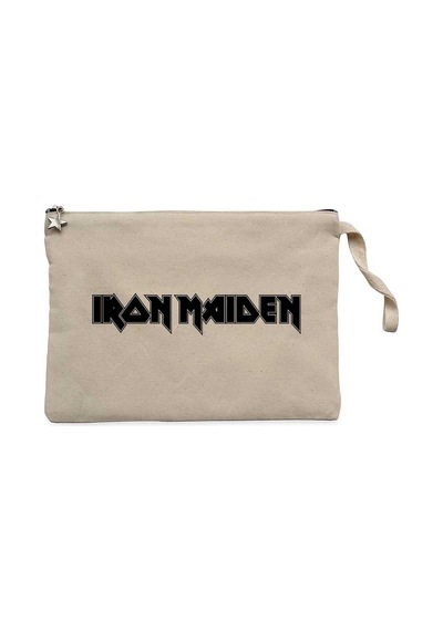 Iron Maiden Black Text Krem Clutch Astarlı Cüzdan / El Çantası