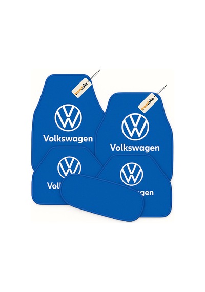 Volkswagen Logolu Mavi Oto Halı Paspas Seti 5 Parça Araca Özel Şık Ve Kaymaz Zemin Koruma