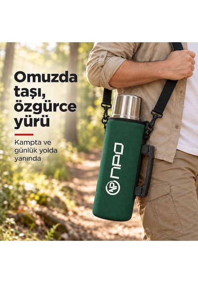 Npo Nt01 2 Katman Vakum Teknolojili 24h Sıcak 48h Soğuk 72h Buzlu Koruma Çelik Termos Yeşil Kılıflı
