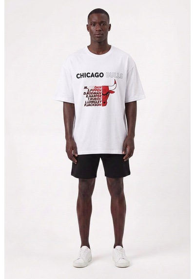 Usa Chicago Jordan Beyaz Oversize Erkek T-shirt 10794 SİYAH