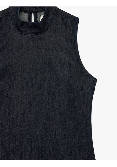 Koton Dik Yaka Kolsuz Mini Denim Elbise Koyu İndigo 6sal80024md Indigo