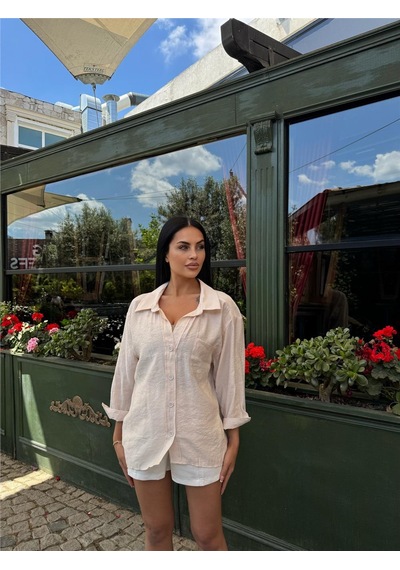 WeShaya Taş Cepli %100 Pamuk Gömlek Taş