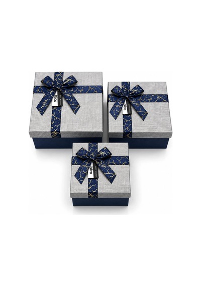 Ers 3pcs D.dörtgen Çizgili Mix Renkli Karton Hediye Kutusu Kurdelalı 22.5x15.5-20.5x13.5-18.5x11.5cm