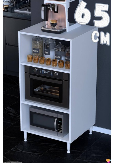 Lara 65 Cm Genişlik 3 Raflı Mikrodalga Standı Fırın Tezgahı Mutfak Düzenleyici Dolap 65x119x48 Cm Beyaz Lara 65 Cm Genişlik 3 Raflı Mikrodalga Standı Fırın Tezgahı Mutfak Düzenleyici Dolap 65x119x48 Cm Beyaz