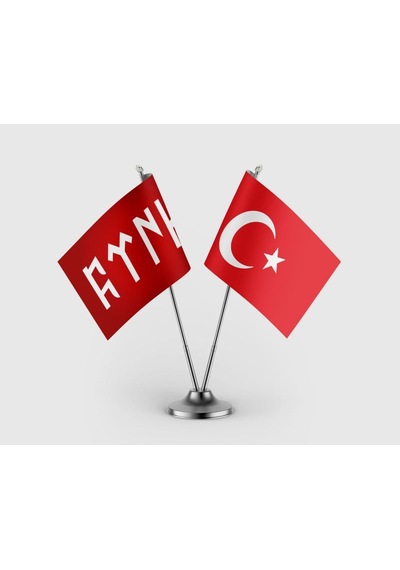 Göktürkçe Türk Kırmızı Ve Türk Bayrağı İkili Saten Masa Bayrağı Takımı Diğer