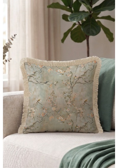 Çiçekli Kuşlu Vintage Bahar Saçaklı Yastık Kılıfı - Botanik Bohem Yeşil Krem Püsküllü Kırlent Kılıfı Buzlu Ufuk Serenat Çiçekli Kuşlu Vintage Bahar Saçaklı Yastık Kılıfı - Botanik Bohem Yeşil Krem Püsküllü Kırlent Kılıfı Buzlu Ufuk Serenat