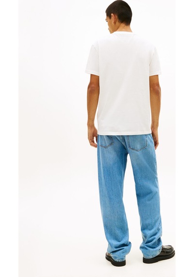 Tommy Hilfiger Tjm Erkek Regular İmza Şeridi T Ext Beyaz T-shirt-13661 Beyaz